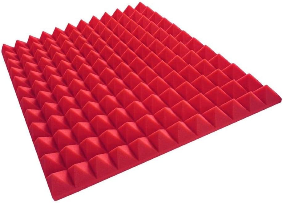 Akustikpur - Akustikschaumstoff Pyramidenschaumstoff Color Rot/Pink  SELBSTKLEBEND - (ca. 49 x 49 x 5 cm) Schalldämmmatten zur effektiven  Akustik Dämmung, Akustikschaumstoffe