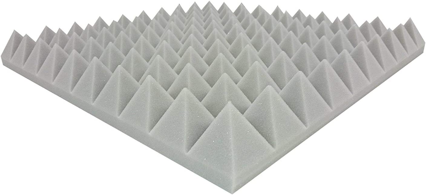 Akustikpur - ca. 48,5 cm x 48,5 cm x 6 cm - Hell Grau - Akustikschaumstoff  Pyramiden Akustik Schaumstoff Dämmung, Akustikschaumstoffe