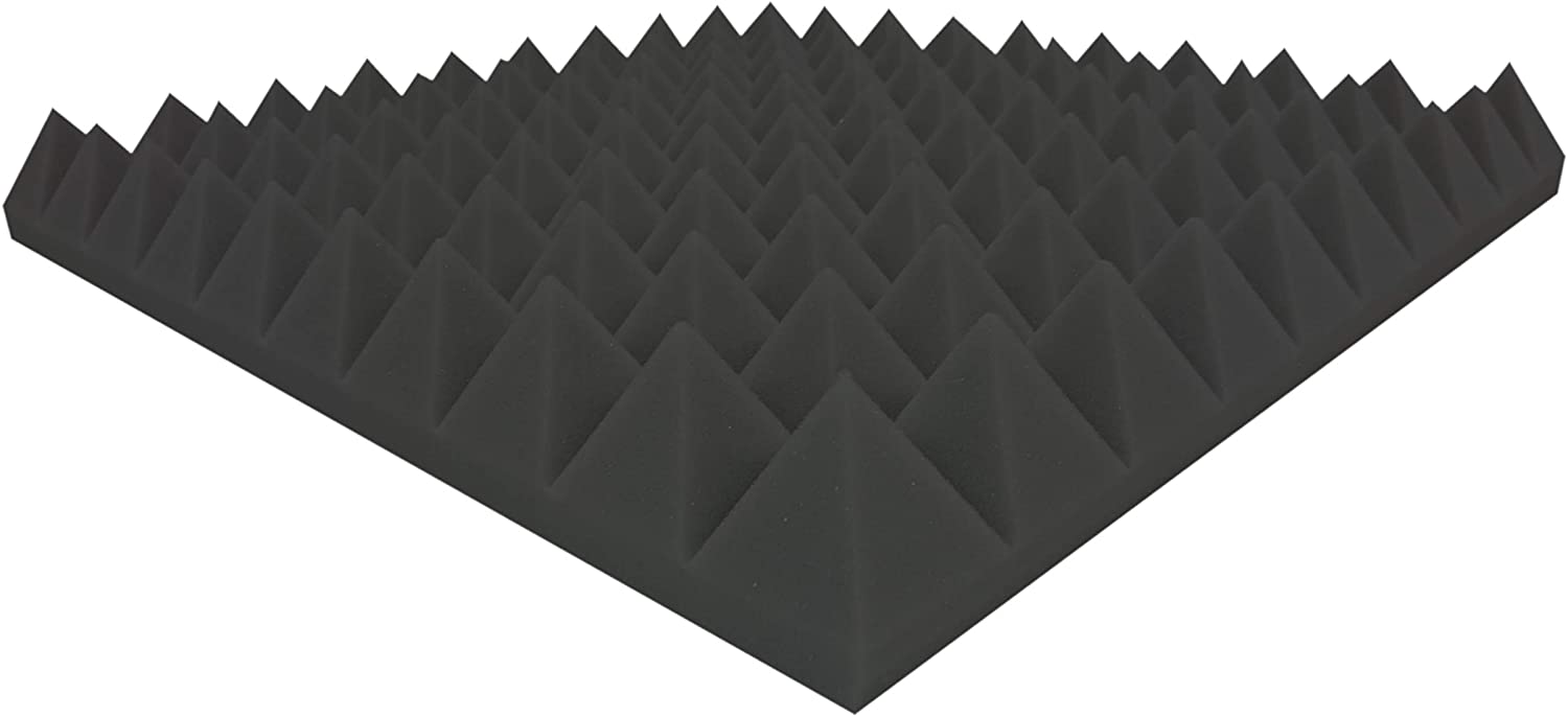 Akustikpur - ca. 48,5 cm x 48,5 cm x 6 cm - Pyramiden Akustikschaumstoff,(Anthrazit/Schwarz)  Akustik Schaumstoff,Akustik Dämmung, Akustikschaumstoffe